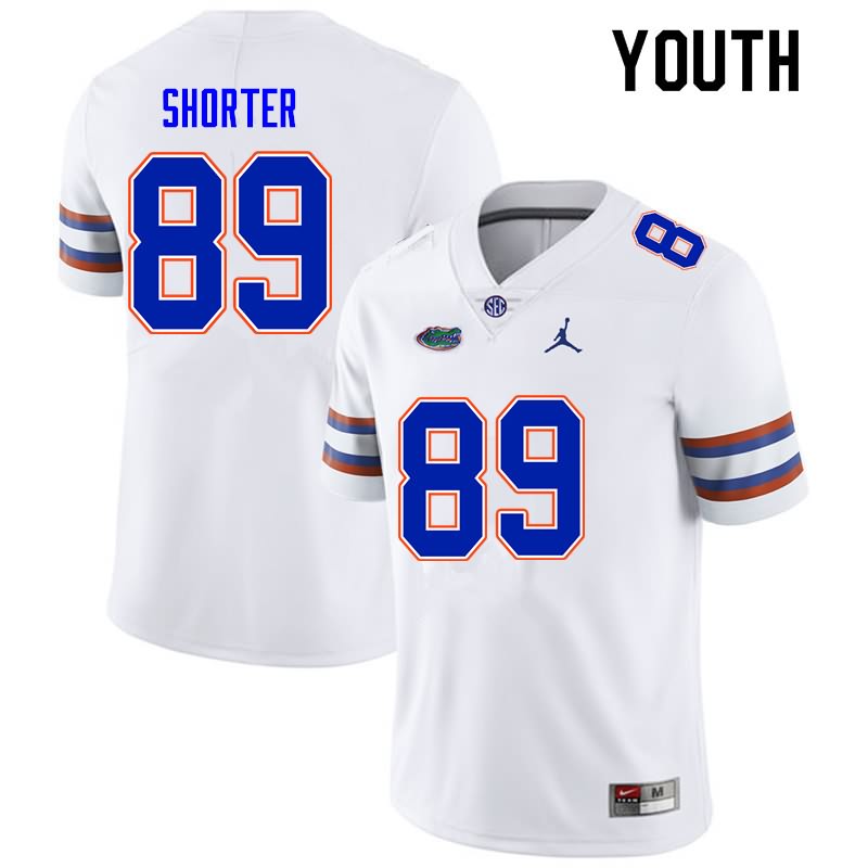 Youth NCAA Florida Gators Justin Shorter #89 Stitched Authentic Nike White College Football Jersey AWA0865AK